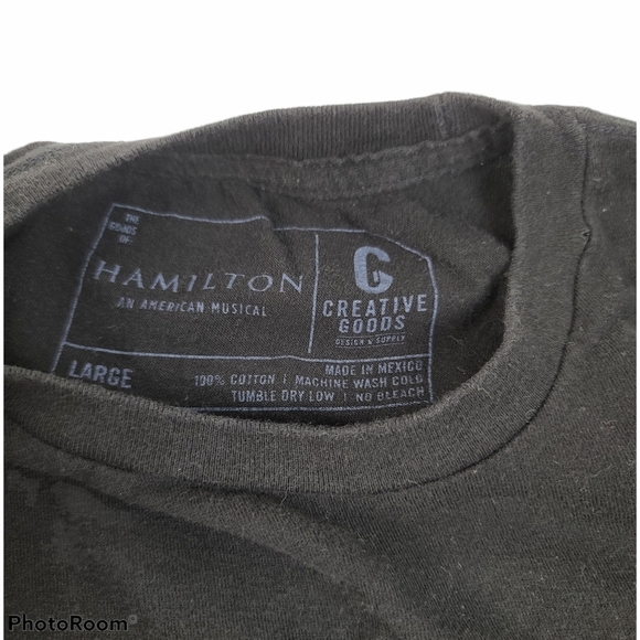 Hamilton Black Cropped Graphic Print Tshirt Large - Picture 5 of 6